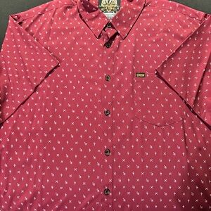 DIXXON Men's Burgundy Patterned Button Down Shirt